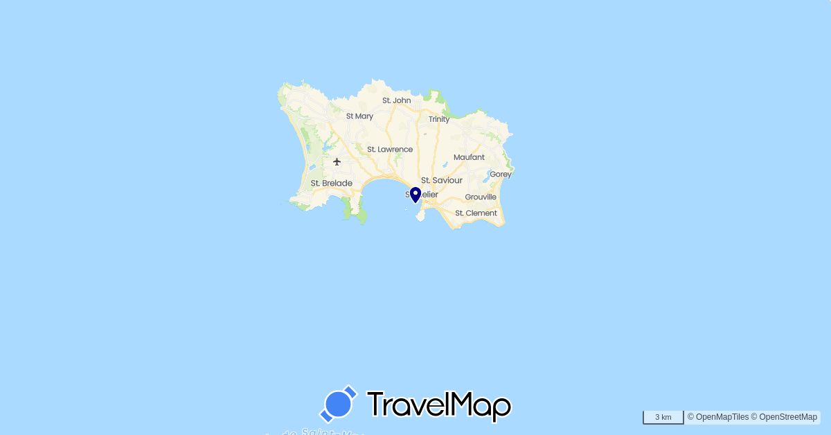 TravelMap itinerary: driving in Jersey (Europe)